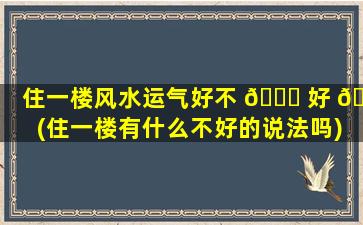 住一楼风水运气好不 🐈 好 💮 (住一楼有什么不好的说法吗)